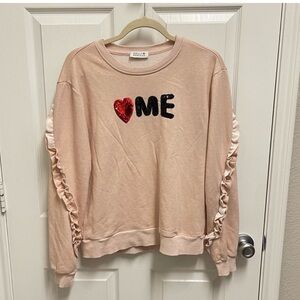 Molly Braken orange Ruffle Sleeve Sweatshirt. Sz Medium